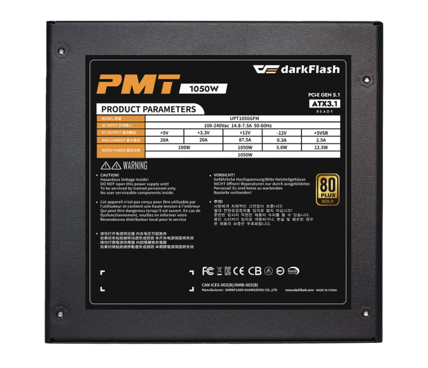 DarkFlash PMT1050 1050W 80 Plus Gold - 1479032 - zdjęcie 5